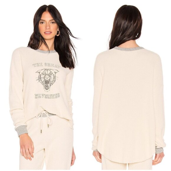 💕THE GREAT💕 The Great Circle Thermal Top ~ Washed White Wolverine Graphic 0 - Picture 6 of 15